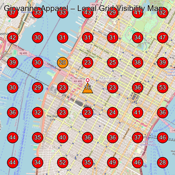 Giovanna Apparel GeoGrid visibility map for Women'S Clothing Store in New York